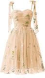 Flower Embroidery Tulle Short Homecoming Dresses for Teens Mini Spaghetti Straps Formal Prom Evening Party Gown cocktail dress
