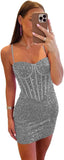 Vestidos de fiesta ajustados y cortos con lentejuelas brillantes para adolescentes, escote corazón y cuentas, vestidos de cóctel, vestidos de fiesta 