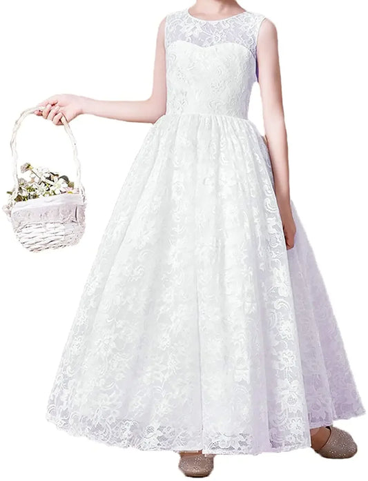 Flower Girl Dress Belt Sleeveless Girl Communion Elegant Dress First Communion  Girl Dresses pageant dresses for girls