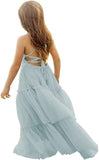 Boho Wedding Flower Girl Tulle Pageant Dresses for Kids First Communion Formal Dress Backless Prom Ball Gowns princess dress