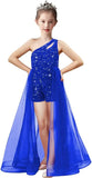 Einschultriges Festzugskleid, Jumpsuits, Blumenmädchenkleid, Pailletten-Mädchen-Ballkleider, Tüll-Strampler, Maxikleid mit Cape, Partykleider 