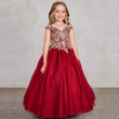Vestidos de princesa para banquete de fiesta de cumpleaños, vestidos de niña de las flores personalizados, azul real, estampado dorado, apliques sin mangas para boda 