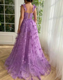 Women's 3D Butterfly Prom Dresses Tulle Ball Gown Fairy Corset Long Slit Lace Applique Formal Evening Dress party dresses