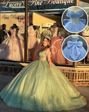 Tulle Quinceanera Dresses with Bow Puffy Off Shoulder Sweet 16 Dresses Sparkly Crystal Quince Dress with Train