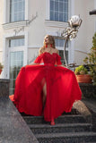Rotes Hochzeitskleid aus Spitze und Tüll Individuelles formelles Fotoshooting Ballkleid Braut schlichte Hochzeitskleider 