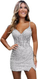 Sparkly Sequin Homecoming Dresses for Teens Short Tight Appliques Mini Formal Prom Cocktail Gown 2025 Wedding Party Dresses