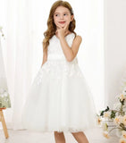 Lace Flower Girl Dresses for Wedding Kids Puffy Tulle Communion Dress Pageant Party Prom Ball Gowns with Bow Knot