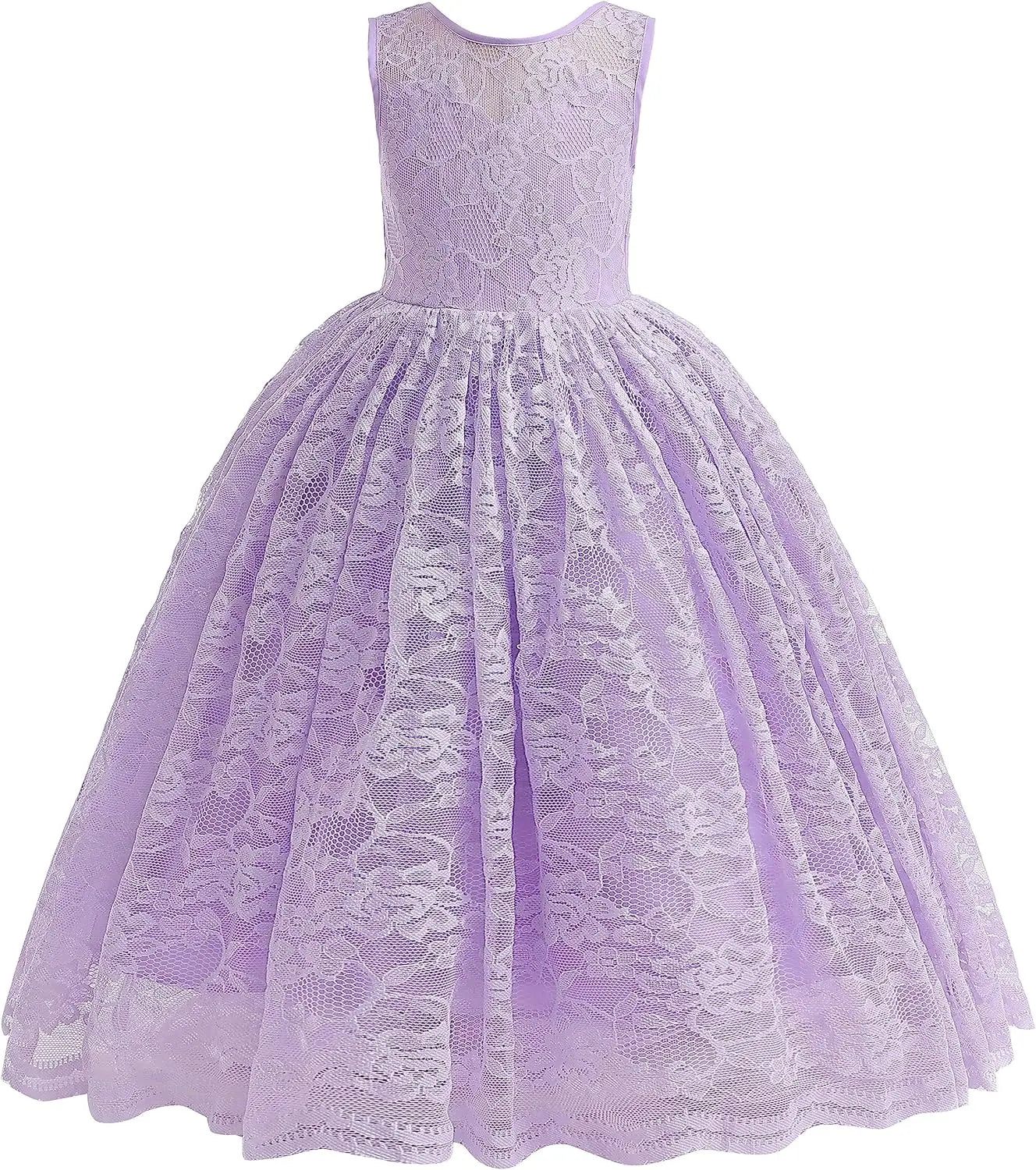 Full Lace Flower Girls Dress Long A Line Bridesmaid Wedding Tulle Dresses Birthday Formal Party Ball Gown girls party dress