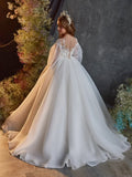 Apliques de satén blanco con cuentas de pedrería, lazo grande, manga larga para bodas, cumpleaños, banquetes, vestidos de princesa, vestidos de niña de las flores 