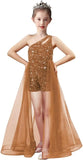Einschultriges Festzugskleid, Jumpsuits, Blumenmädchenkleid, Pailletten-Mädchen-Ballkleider, Tüll-Strampler, Maxikleid mit Cape, Partykleider 