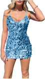 Sparkly Sequin Homecoming Dresses Short for Teens V Neck Spaghetti Straps Semi Formal Night Out Gown cocktail dresses