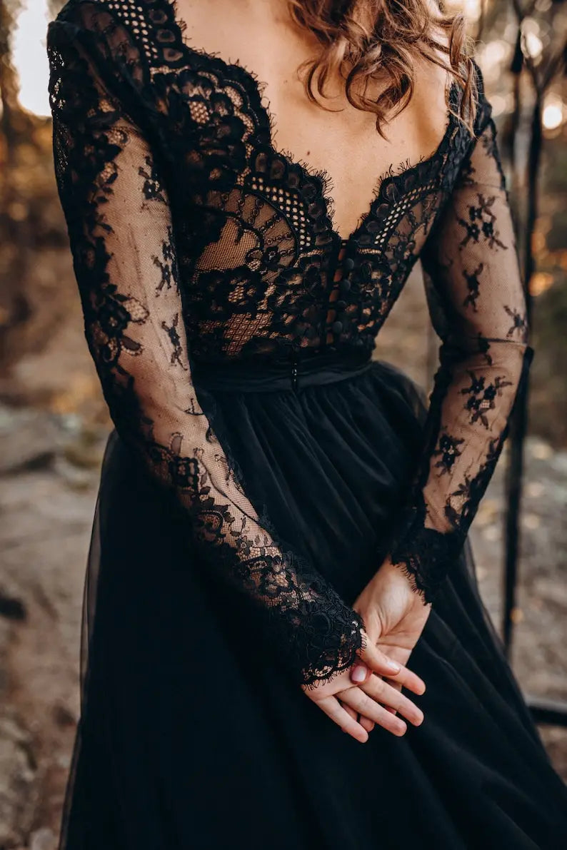Body de encaje Aster negro Body negro con espalda abierta de encaje Lencería de boda de encaje negro ASTER Body blanco marfil con espalda en V de talla grande