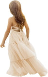 Boho Wedding Flower Girl Tulle Pageant Dresses for Kids First Communion Formal Dress Backless Prom Ball Gowns princess dress