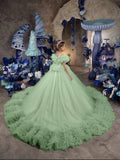 Wedding Ruffles Floor Length Girl Kids Birthday Ball Gown First Holy Communion Gowns Customized Princess Flower Girl Dresses