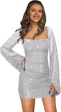Sparkly Sequin Short Tight Homecoming Dress with Long Sleeves Girls Prom Party Dress Mini Club Dress cocktail evening dresses