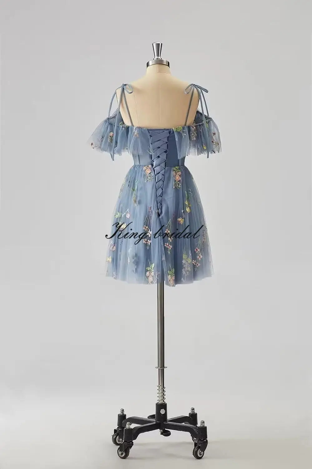 Flower Embroidery Tulle Short Homecoming Dresses for Teens 2026 Mini Spaghetti Straps Formal Prom Party Gown Junior Bridesmaid
