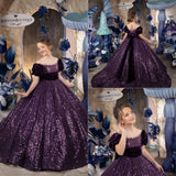 Vestidos de niña de las flores para boda, lentejuelas, largo hasta el suelo, para niñas, fiestas de cumpleaños, princesas, primera comunión, vestido de baile 