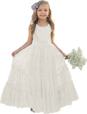 Blumenmädchenkleid Spitze Boho Kleinkindkleider Rüschen Mädchenkleid für Hochzeit Gartenparty Urlaub Kommunion Ärmellos Prinzessin 