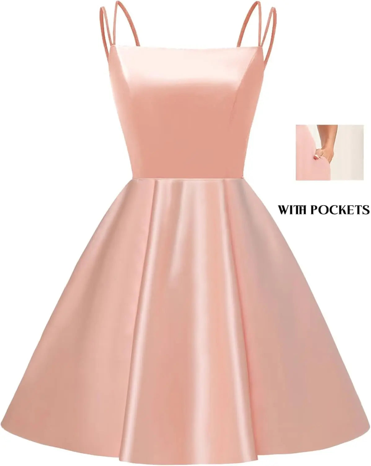 Satin Homecoming-Kleider für Teenager, kurze Ballkleider 2025, Spaghettiträger, Cocktailparty-Kleid, Abschlusskleid, Minikleid 