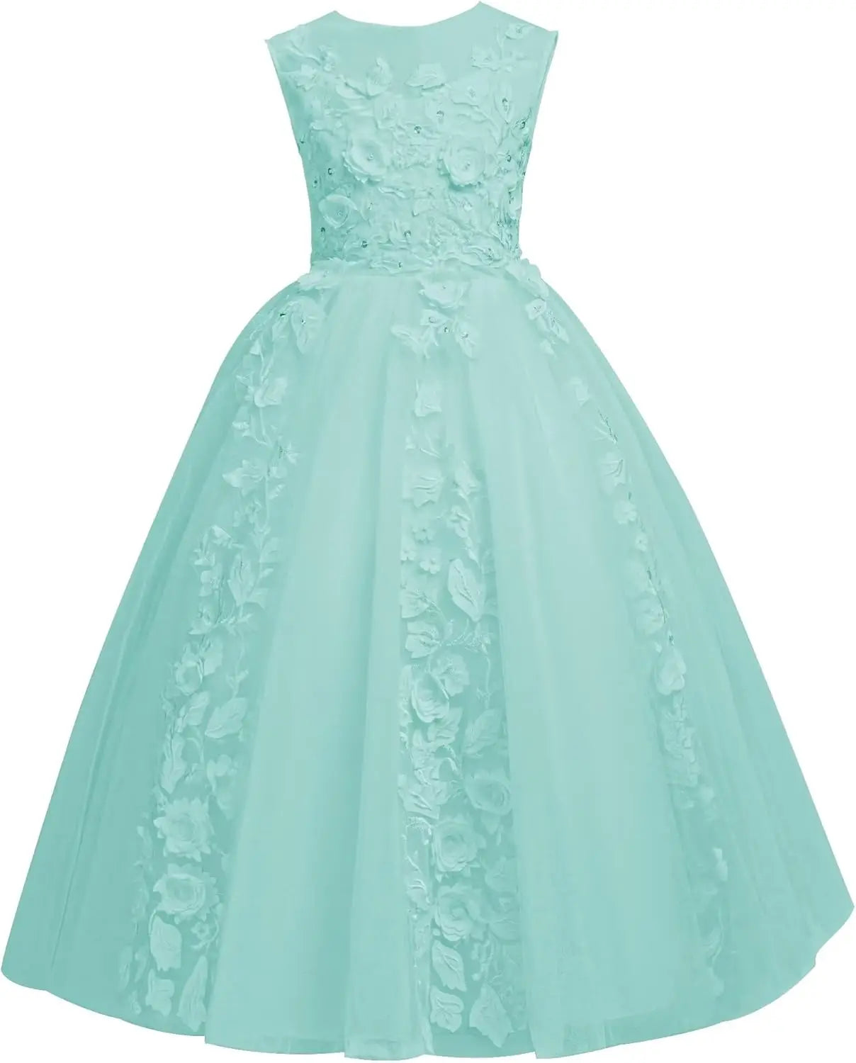 Vestidos de tul para niña de las flores para boda, vestido de primera comunión, vestido de dama de honor de encaje para niña, vestido de fiesta de desfile 