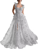 Women's 3D Butterfly Prom Dresses Tulle Ball Gown Fairy Corset Long Slit Lace Applique Formal Evening Dress party dresses