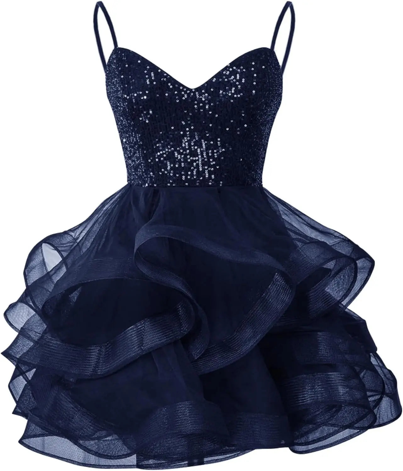 Vestidos de fiesta de tul para adolescentes, con tirantes finos y lentejuelas, vestidos de fiesta cortos, minivestidos de cóctel en capas, vestidos de dama de honor 