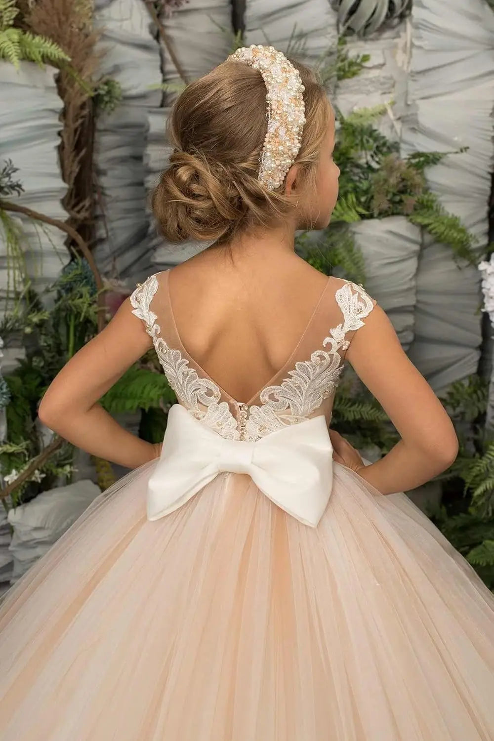 Flower Girl Dress for Weeding Tulle Pageant Dress Lace Appliques Princess Long Ball Gowns for Girls girls dresses for wedding