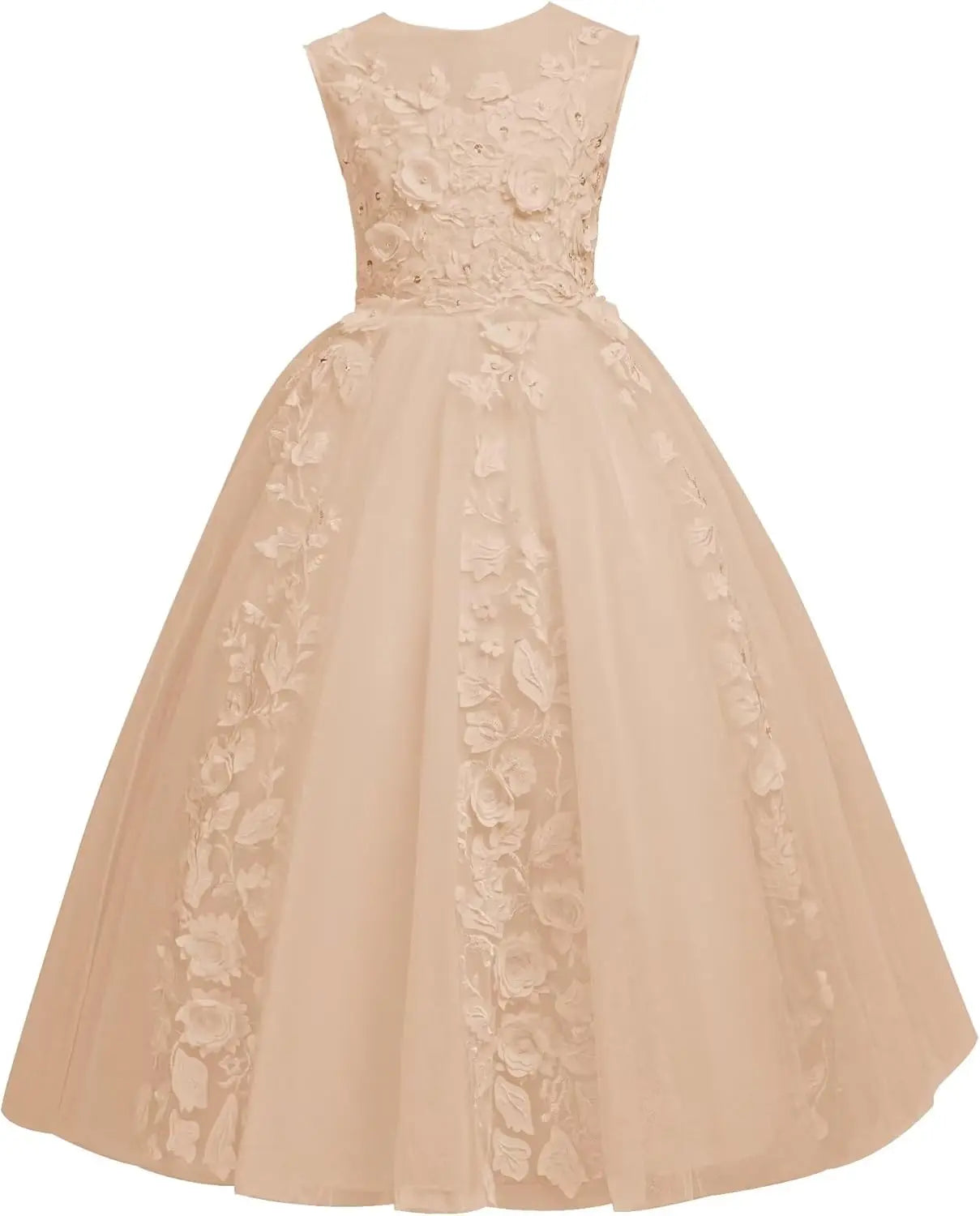 Vestidos de tul para niña de las flores para boda, vestido de primera comunión, vestido de dama de honor de encaje para niña, vestido de fiesta de desfile 
