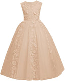 Vestidos de tul para niña de las flores para boda, vestido de primera comunión, vestido de dama de honor de encaje para niña, vestido de fiesta de desfile 