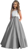 Satin Blumenmädchenkleid Erstkommunionkleid Kinder Hochzeit Ballkleider Prinzessin Party Mädchen Festzugskleider für Mädchen 