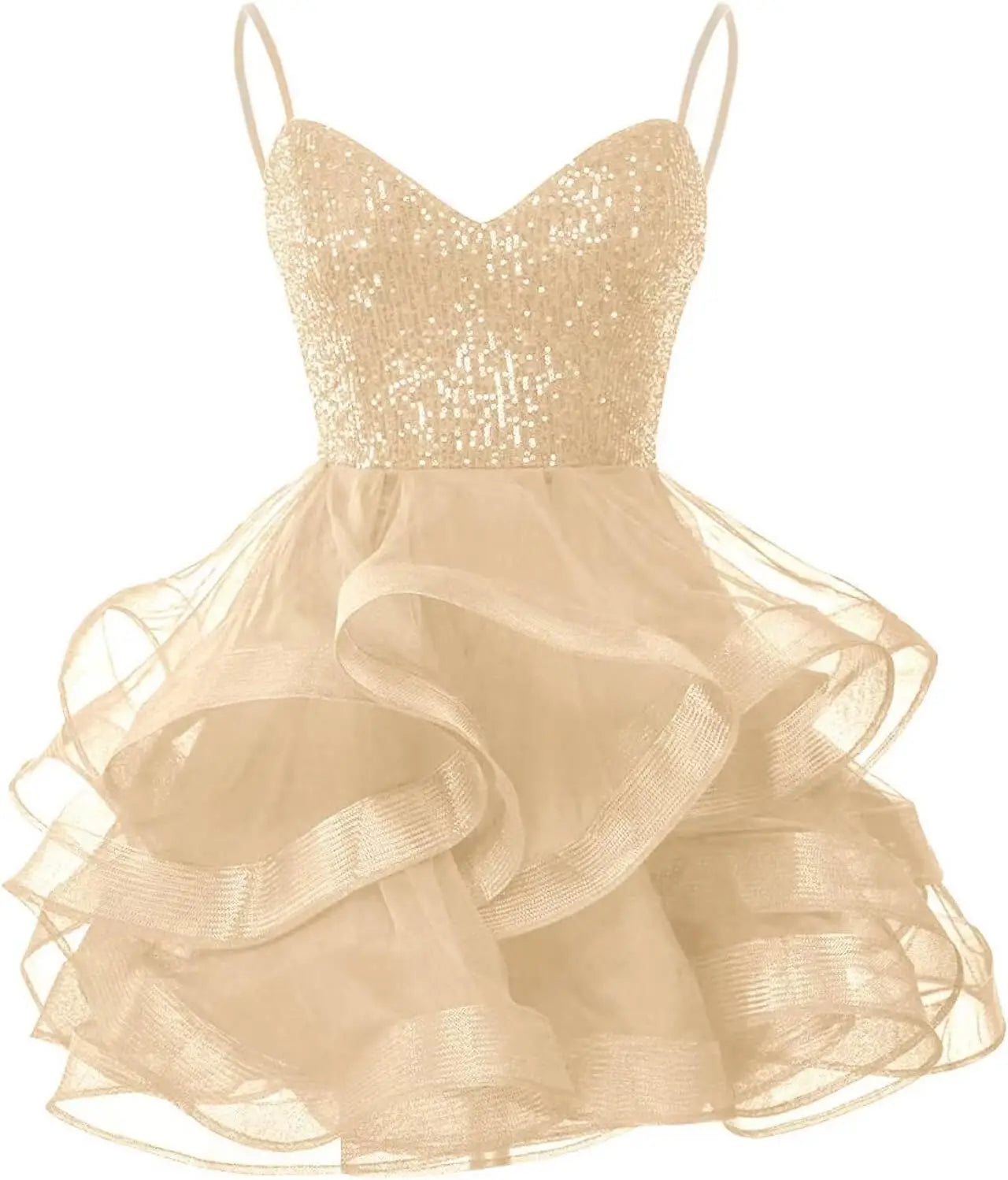 Vestidos de fiesta de tul para adolescentes, con tirantes finos y lentejuelas, vestidos de fiesta cortos, minivestidos de cóctel en capas, vestidos de dama de honor 