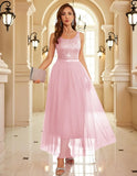 Sequin Dress for Woman Vintage A Line Wedding Formal Swing Mesh Prom Dress Sleeveless Cocktail Maxi Gowns