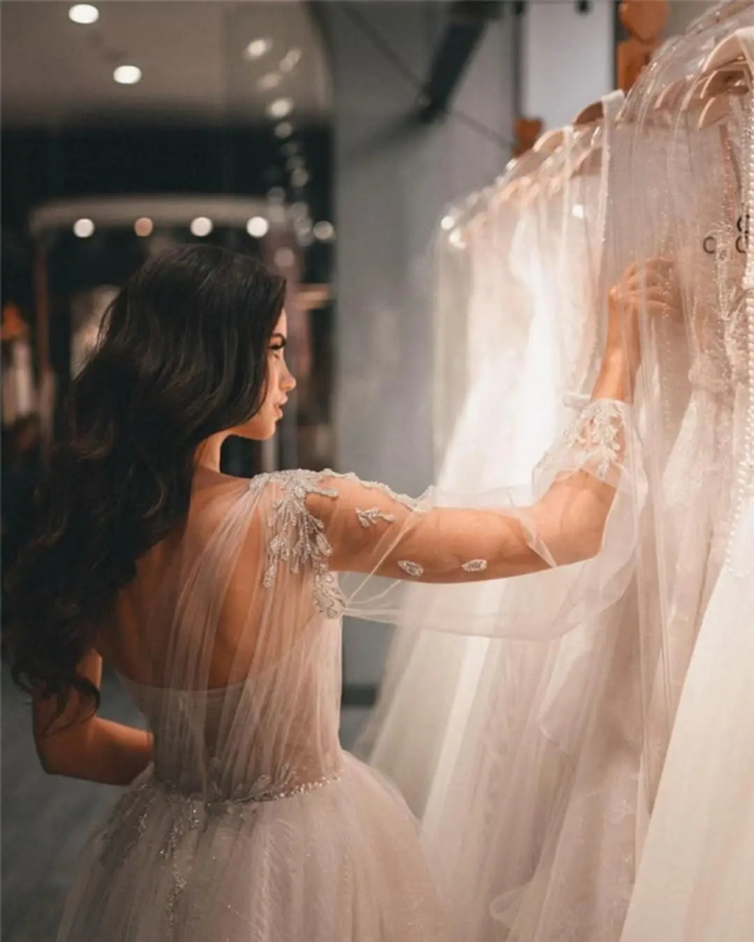 One Shoulder Appliques Tulle Prom Dresses Glitter Ball Gown Wedding Dress Princess Formal Gown