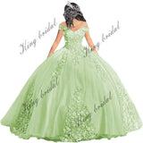 Luxury Off Shoulder Quinceanera Dresses Puffy Floral Lace Beaded Prom Dresses Sweet 15 16 Ball Gown with Train Quinceanera Gowns