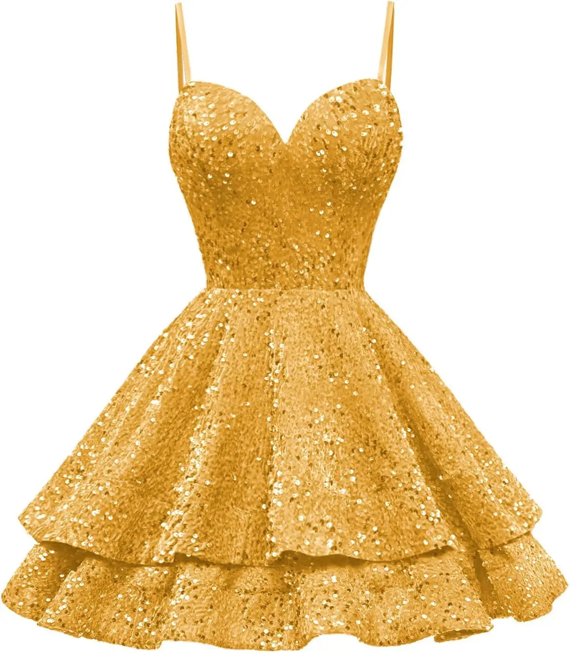 Tiered Sequin Homecoming Dresses Short for Teens 2025 Spaghetti Straps A-Line Prom Dress mini dress  party dresses