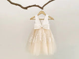 Vestido de niña de las flores con espalda en V y encaje para bodas, fiesta de niñas, vestido de princesa para niña pequeña con lazos, vestidos de primera comunión. 