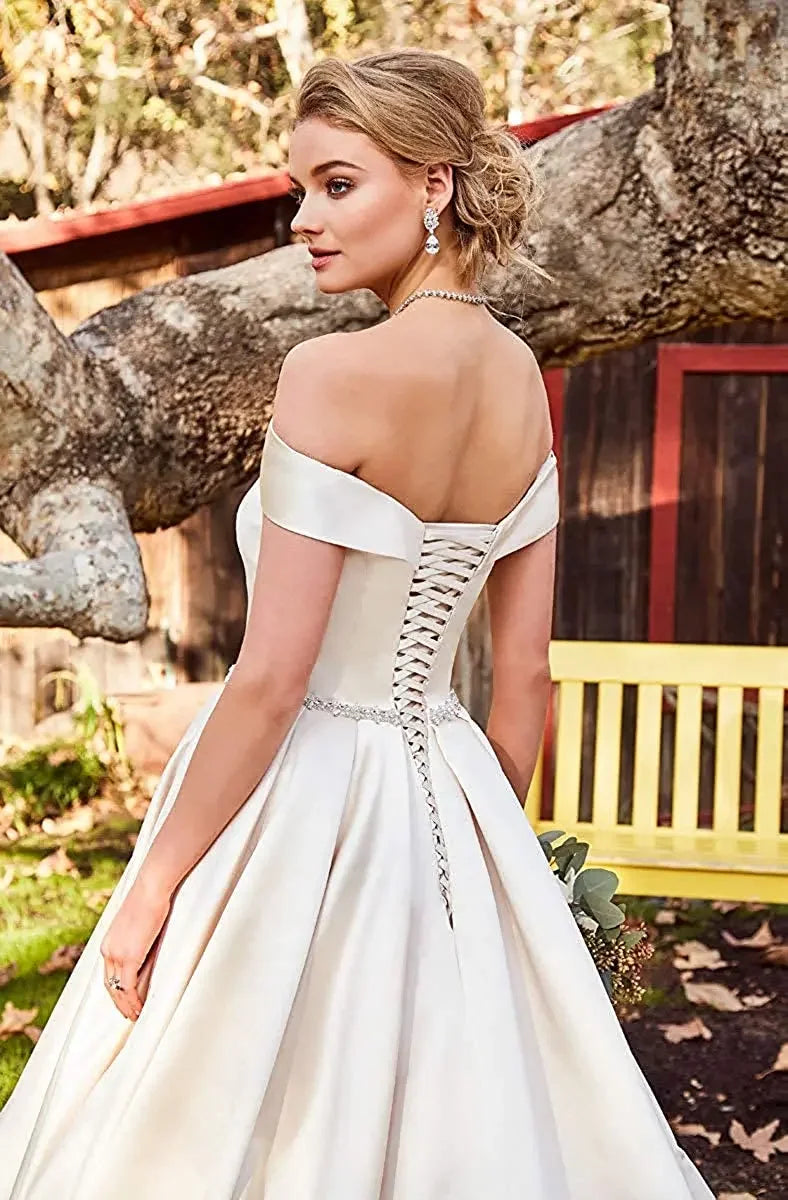 Damen Schulterfrei Satin Brautkleider Ballkleid Langes Ballkleid Abendkleid Ballkleid Brautkleider Sexy Brautkleid 