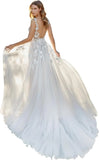 Vestidos de novia con apliques de encaje para novia 2025, vestidos de novia para bodas en la playa para mujeres, vestido de novia de talla grande 
