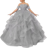 Vestidos de desfile de princesas para niñas de flores 2026 con encaje bordado, tallas grandes, tul en capas, vestidos de primera comunión para niñas. 