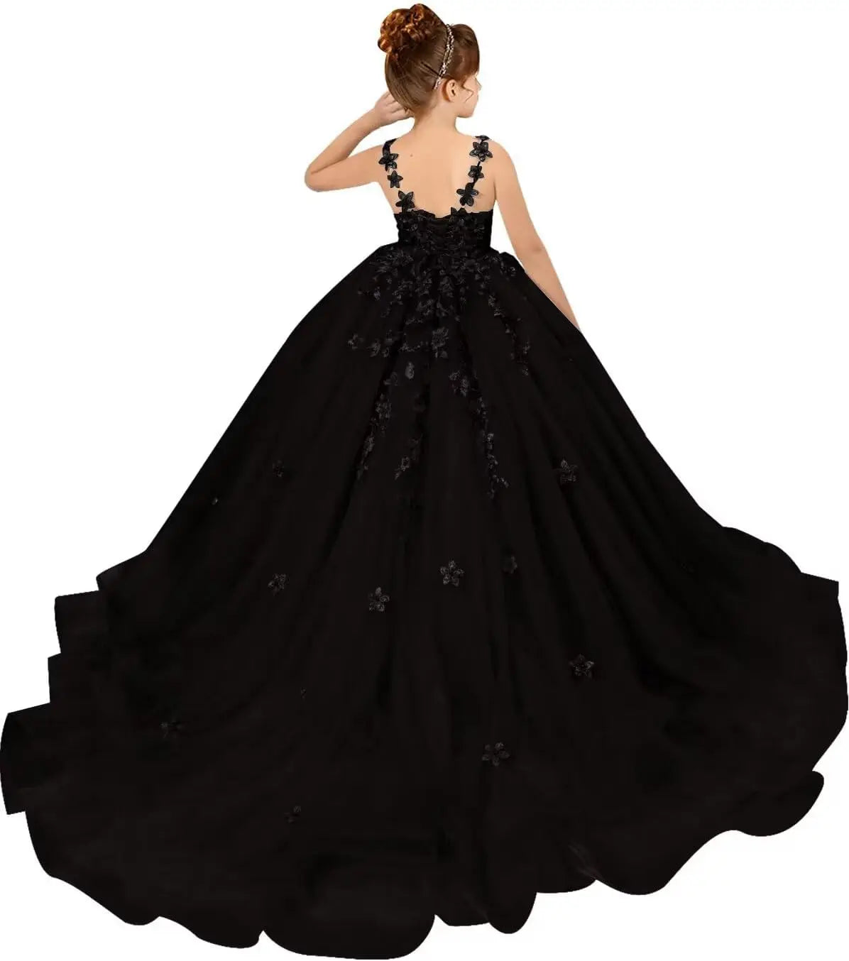 Tulle Flower Girl Dresses for Wedding Floral Appliques Princess Pageant Dress Girls Birthday Party Ball Gown