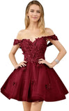 Glitter Tulle Appliques Homecoming Dresses for Teens Beaded Off Shoulder Short Prom Dresses Lace Cocktail Mini Dress Club Gowns