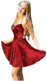 Vestidos de fiesta formales con cuello halter y lentejuelas para mujer, cortos, sin espalda, con lentejuelas azules, para cóctel 
