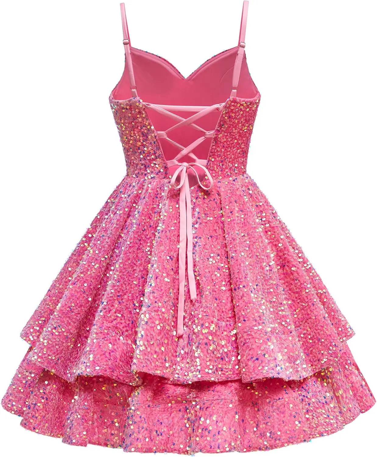 Tiered Sequin Homecoming Dresses Short for Teens 2025 Spaghetti Straps A-Line Prom Dress mini dress  party dresses
