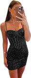 Vestidos de fiesta ajustados y cortos con lentejuelas brillantes para adolescentes, escote corazón y cuentas, vestidos de cóctel, vestidos de fiesta 