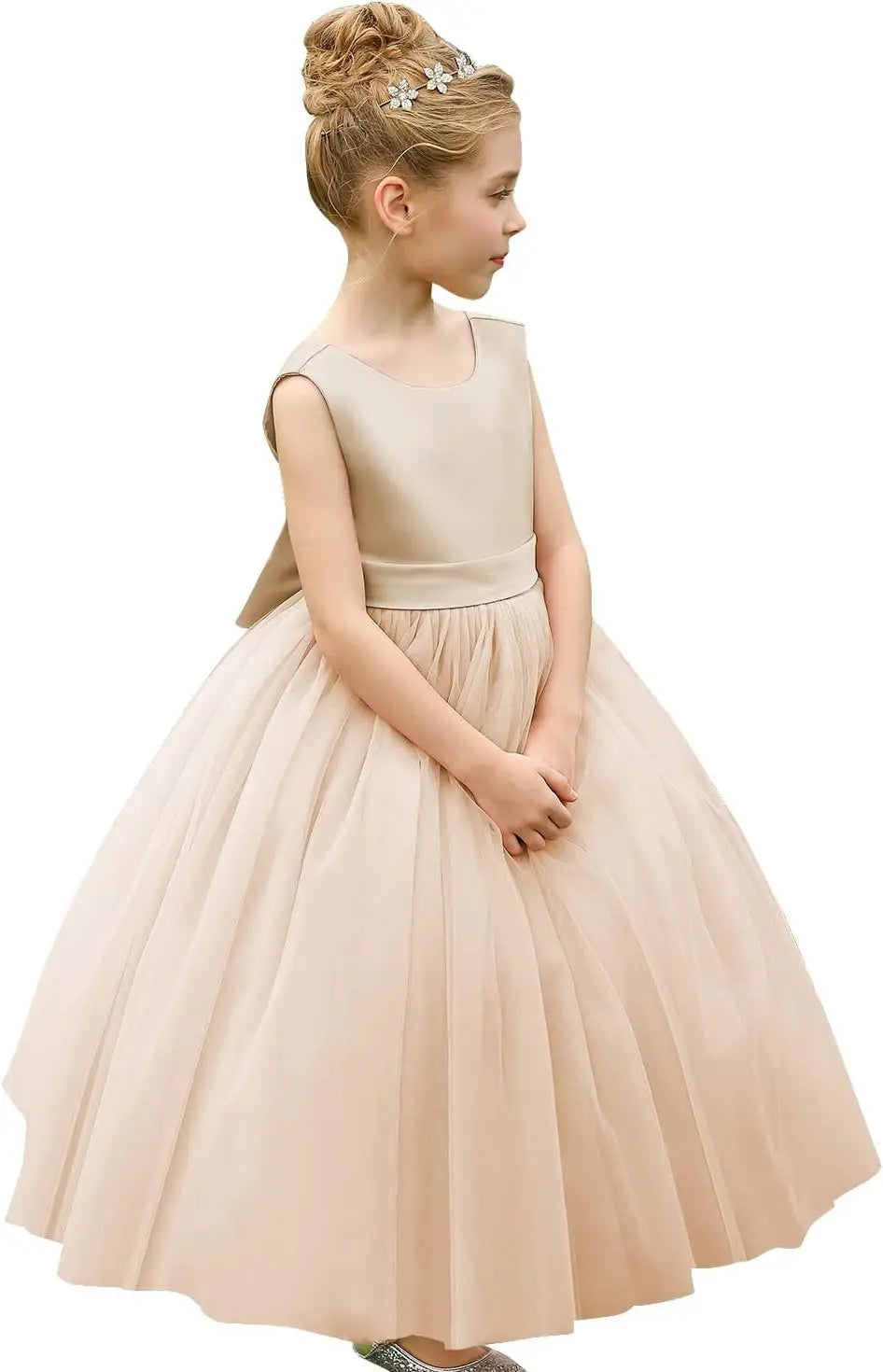 Flower Girls Satin Tulle Princess Pageant Dress for Wedding Kids Party Prom Ball Gowns Dresses princess dress girls party dress