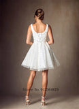 Shiny Two Straps Scoop Neckline Bridal Grown Short/Mini Wedding Dresses Custom Made 2026 Vestido De Noival