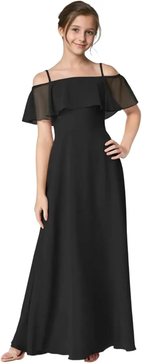 Off Shoulder Junior Bridesmaid Chiffon Dress Flower Girl Dresses for Wedding First Communion Dress