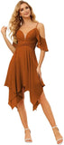 Women's Off Shoulder Chiffon Junior Bridesmaid Dresses Short Pockets Ruffle A Line Formal Dresses with Slit Wedding Party Gown