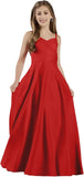 Mädchen Träger Junior Brautjungfer Kleid für Hochzeit Satin Festzug Blumenmädchen Kleider Festzug für Teenager Prinzessin Kleid 
