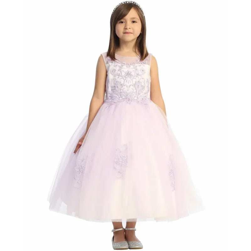 Estampado de flores azul cielo con cinta sin mangas para bodas, fiestas de cumpleaños, banquetes, vestidos de princesa, vestidos de niña de las flores personalizados 